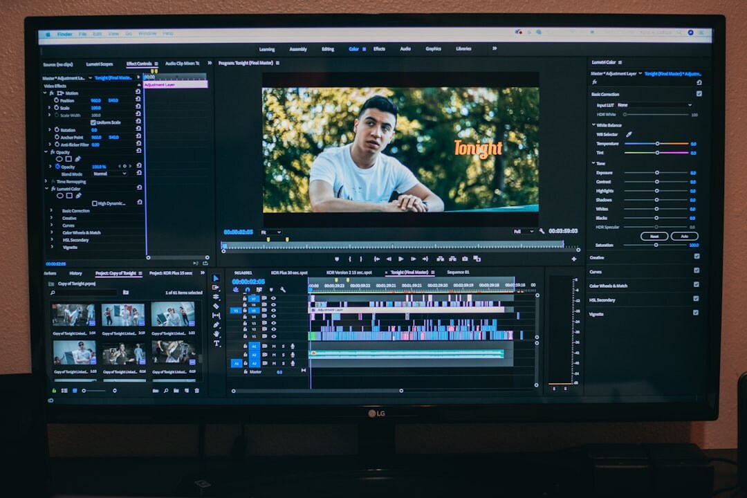 video editor at computer