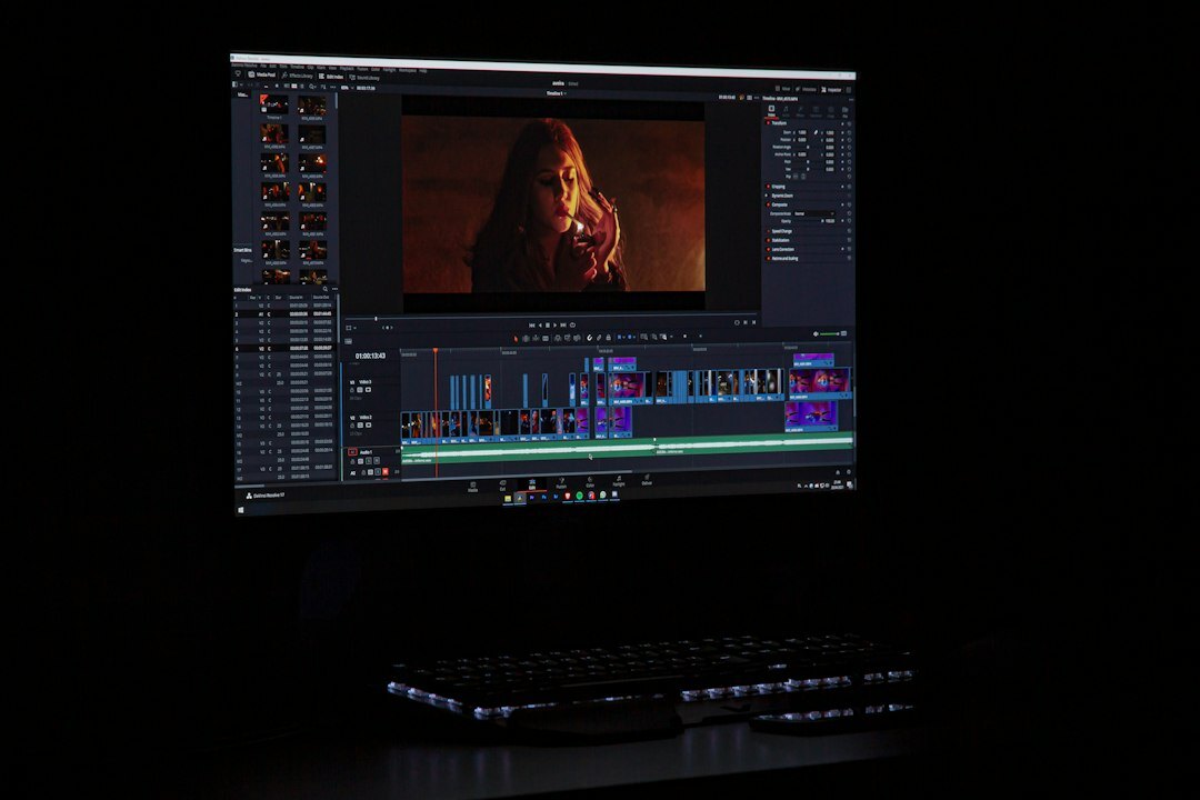 video editor at computer